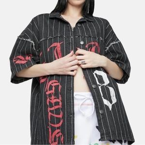 Jaded London- Pinstripe Denim Oversized
Denim Shirt